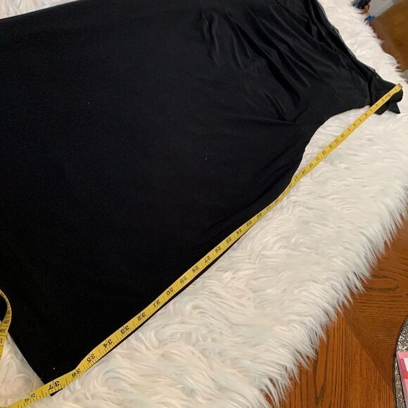 LAUREN Ralph Lauren Wide neckline bow details on shoulders ruching black dress - Picture 9 of 10